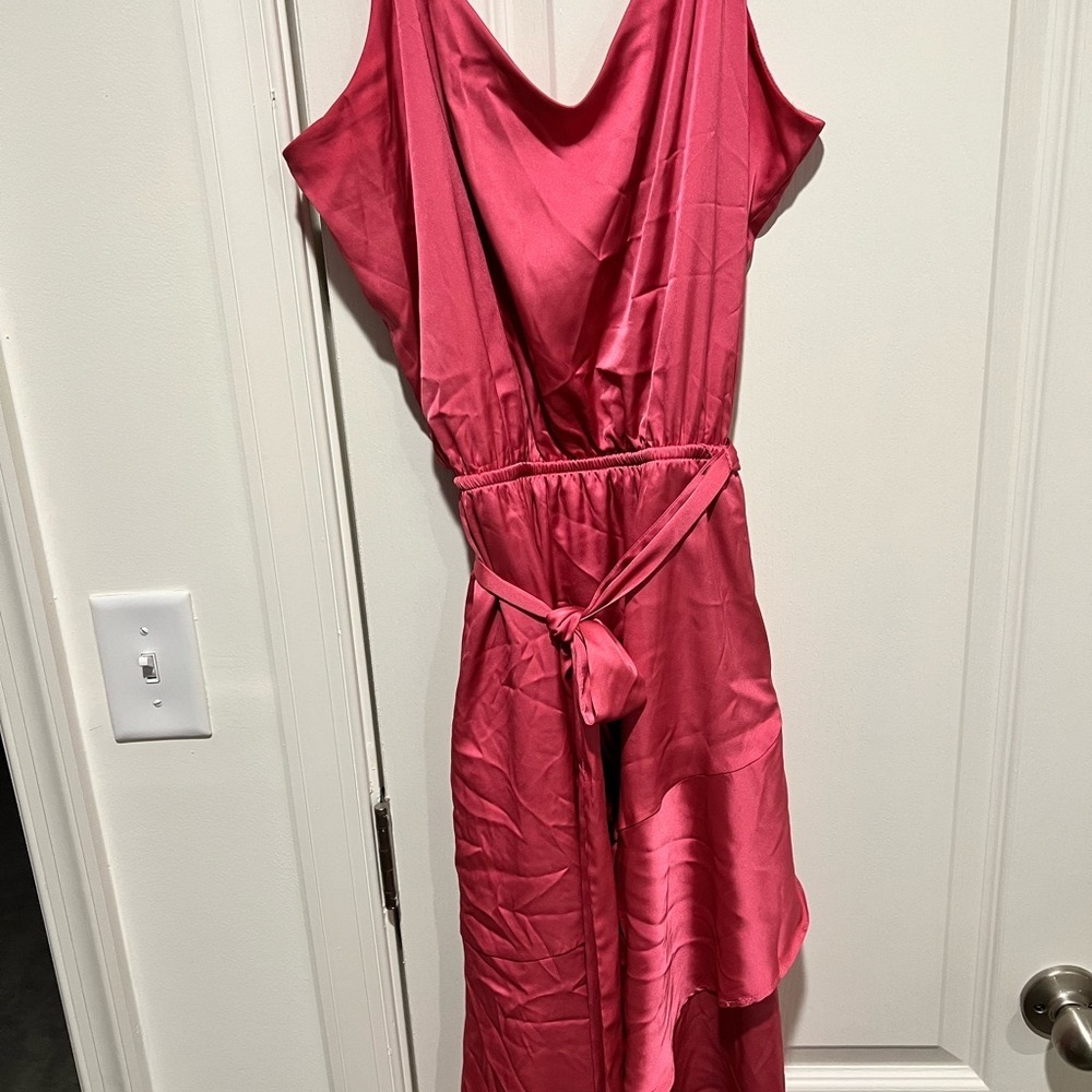 Satin pink tiered dress